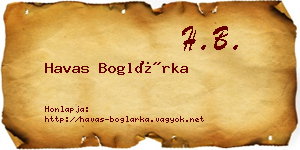 Havas Boglárka névjegykártya