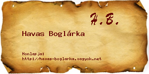 Havas Boglárka névjegykártya